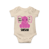 "Celebrating Birth - Customized Romper With Baby Name, Weight, And Birth Details" - IVORY - 0 - 3 Months Old (Chest 16")