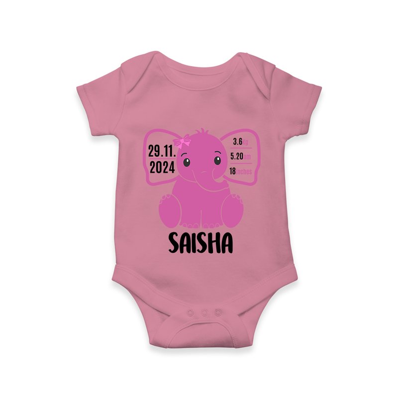 "Celebrating Birth - Customized Romper With Baby Name, Weight, And Birth Details" - ONION - 0 - 3 Months Old (Chest 16")