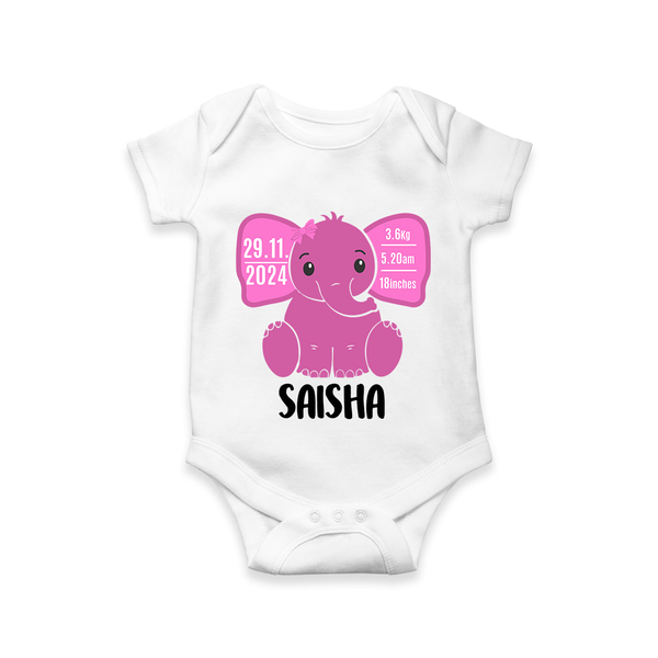 My First Birthday Stats Romper | Custom Romper with Birth Details - WHITE - New Born (Chest 14")