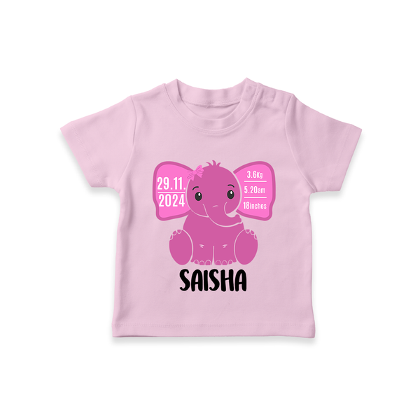 My First Birthday Stats T-shirt | Custom T-shirt with Birth Details - BABY PINK - 0-5 Months Old (Chest 17")