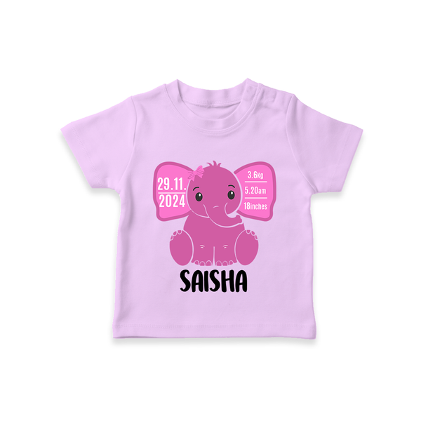 My First Birthday Stats T-shirt | Custom T-shirt with Birth Details - LILAC - 0-5 Months Old (Chest 17")