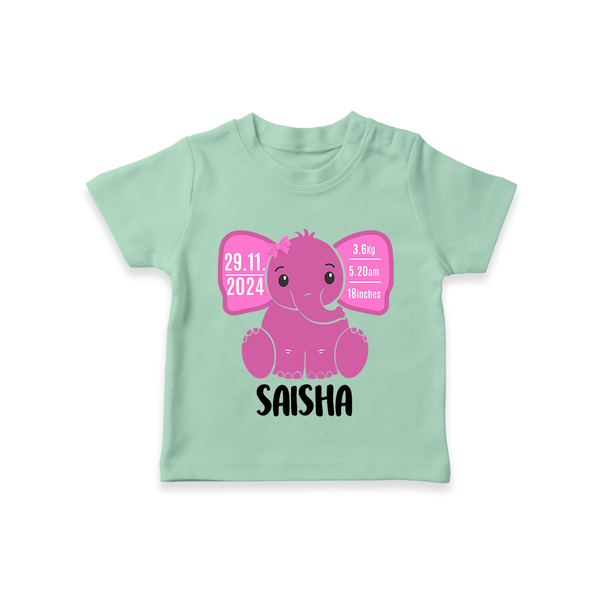 My First Birthday Stats T-shirt | Custom T-shirt with Birth Details - MINT GREEN - 0-5 Months Old (Chest 17")