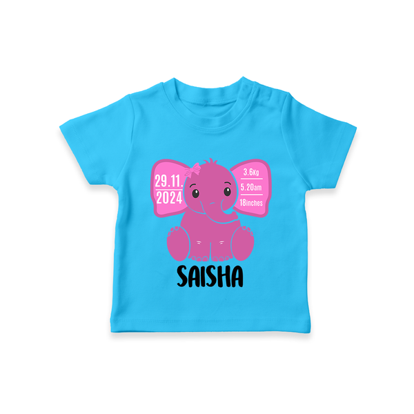 My First Birthday Stats T-shirt | Custom T-shirt with Birth Details - SKY BLUE - 0-5 Months Old (Chest 17")