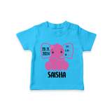 "Celebrating Birth - Customized T-shirt With Baby Name, Weight, And Birth Details" - SKY BLUE - 0-5 Months Old (Chest 17")