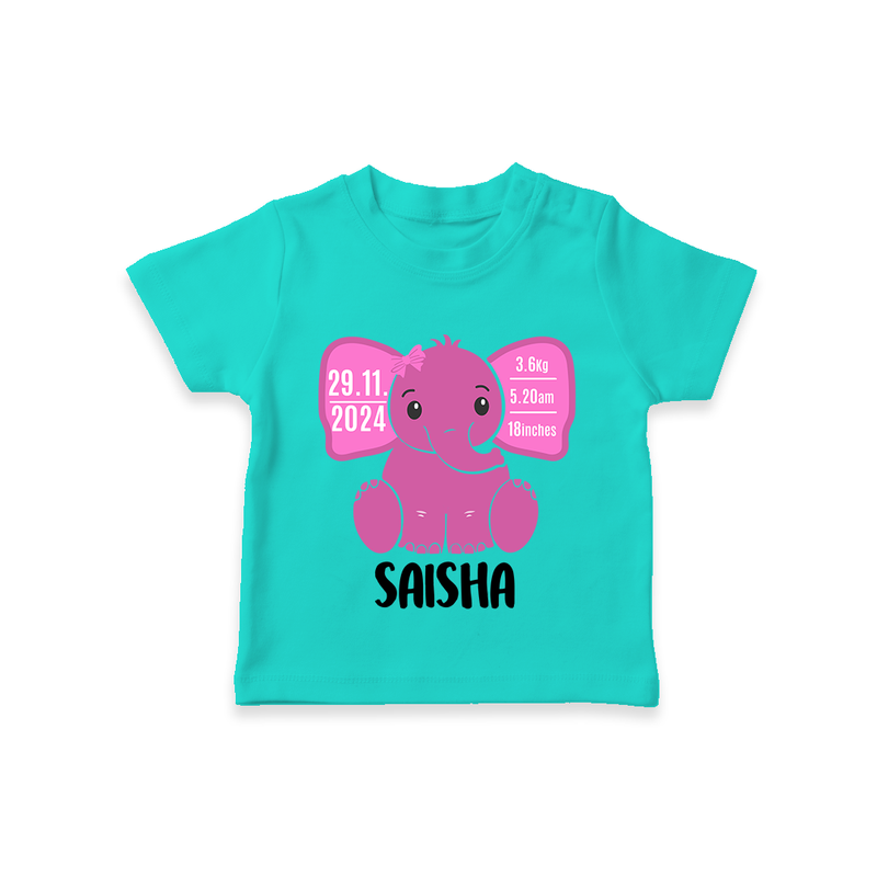 My First Birthday Stats T-shirt | Custom T-shirt with Birth Details - TEAL - 0-5 Months Old (Chest 17")