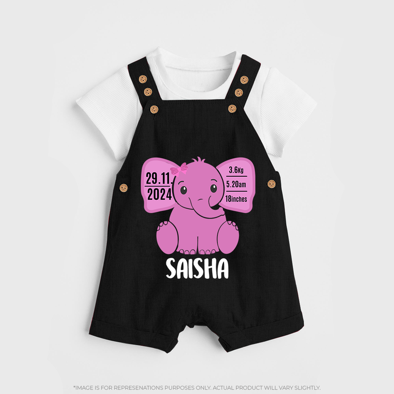 My First Birthday Stats Dungaree Set | Custom Dungaree Set with Birth Details - BLACK - 0 - 5 Months Old (Chest 18")