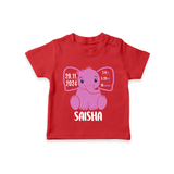 "Celebrating Birth - Customized T-shirt With Baby Name, Weight, And Birth Details" - RED - 0-5 Months Old (Chest 17")