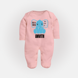 Personalized Infant Sleep Suit/ Full Sleeve Bodysuit | Comfy Keepsake with Baby's Birth Details - BABY PINK - New Born (Chest 7.5")
