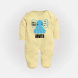 Personalized Infant Sleep Suit/ Full Sleeve Bodysuit | Comfy Keepsake with Baby's Birth Details - PASTEL YELLOW - New Born (Chest 7.5")