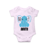 "Precious Arrival - Customized Romper With Baby Name, Weight, And Birth Details" - LILAC - 0 - 3 Months Old (Chest 16")