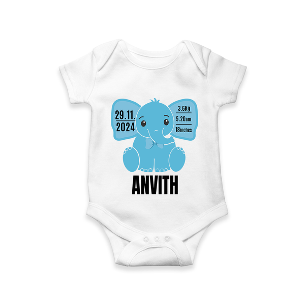 Custom Birthday Stat Romper for Baby | Personalized Romper with Birth Date, Time, and Weight - WHITE - New Born (Chest 14")
