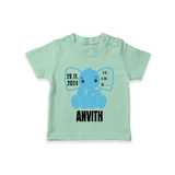 "Precious Arrival - Customized T-shirt With Baby Name, Weight, And Birth Details" - MINT GREEN - 0-5 Months Old (Chest 17")