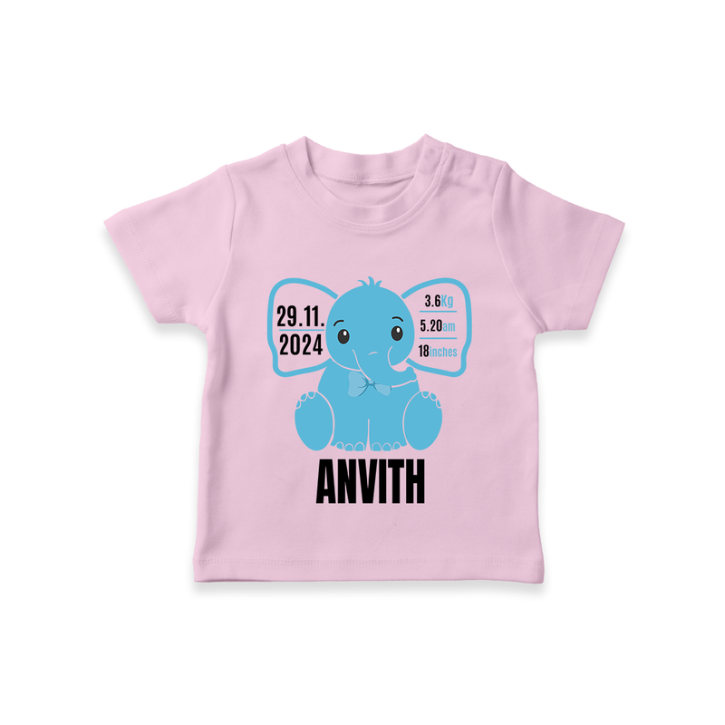 "Precious Arrival - Customized T-shirt With Baby Name, Weight, And Birth Details" - PINK - 0-5 Months Old (Chest 17")