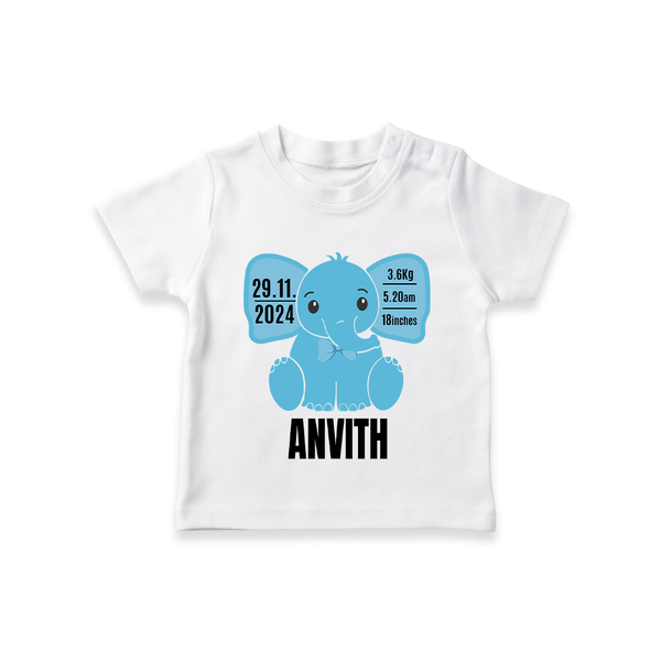 Custom Birthday Stat T-shirt for Baby | Personalized T-shirt with Birth Date, Time, and Weight - WHITE - 0-5 Months Old (Chest 17")