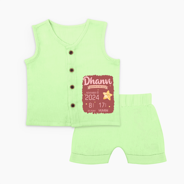 Personalized Birth Stats Jabla Set | Custom Baby Jabla Set with Name and Birth Information - PASTEL GREEN - 0 - 3 Months Old (Chest 9.8")