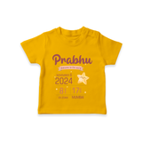 "Welcome To The World - Customized T-shirt With Baby Name, Weight, And Birth Details" - CHROME YELLOW - 0-5 Months Old (Chest 17")