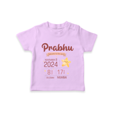 "Welcome To The World - Customized T-shirt With Baby Name, Weight, And Birth Details" - LILAC - 0-5 Months Old (Chest 17")