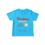 "Welcome To The World - Customized T-shirt With Baby Name, Weight, And Birth Details" - SKY BLUE - 0-5 Months Old (Chest 17")