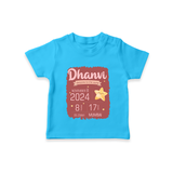 Personalized Birth Stats T-shirt | Custom Baby T-shirt with Name and Birth Information - SKY BLUE - 0-5 Months Old (Chest 17")