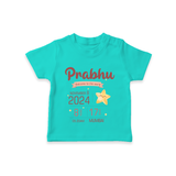 "Welcome To The World - Customized T-shirt With Baby Name, Weight, And Birth Details" - TEAL - 0-5 Months Old (Chest 17")