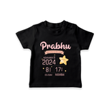 "Welcome To The World - Customized T-shirt With Baby Name, Weight, And Birth Details" - BLACK - 0-5 Months Old (Chest 17")