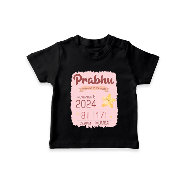 Personalized Birth Stats T-shirt | Custom Baby T-shirt with Name and Birth Information - BLACK - 0-5 Months Old (Chest 17")