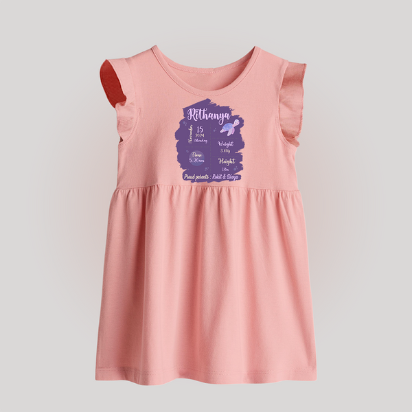 Birthday Stats Baby Baby Frock | Personalized Baby Frock with Baby's Special Info - BABY PINK - 0 - 3 Months Old (Chest 17")