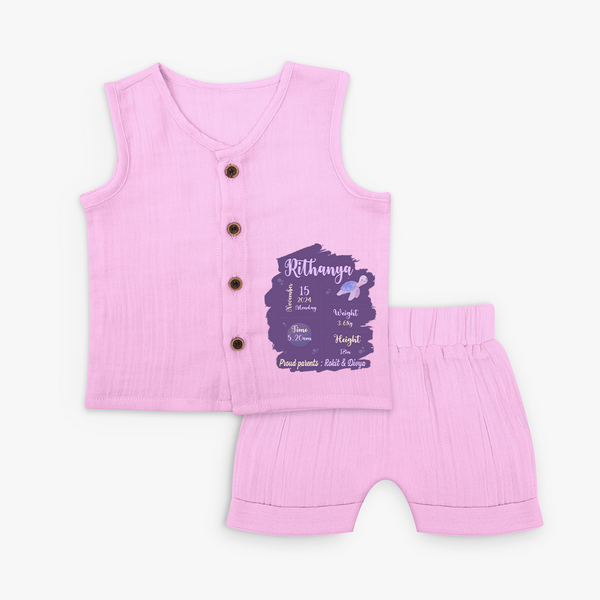 Birthday Stats Baby Jabla Set | Personalized Jabla Set with Baby's Special Info - BABY PINK - 0 - 3 Months Old (Chest 9.8")