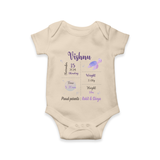 "A Star Is Born - Customized Romper With Baby Name, Weight, Parents Name And Birth Details" - IVORY - 0 - 3 Months Old (Chest 16")