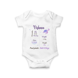 "A Star Is Born - Customized Romper With Baby Name, Weight, Parents Name And Birth Details" - WHITE - 0 - 3 Months Old (Chest 16")