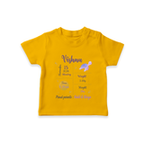 "A Star Is Born - Customized T-shirt With Baby Name, Weight, Parents Name And Birth Details" - CHROME YELLOW - 0-5 Months Old (Chest 17")