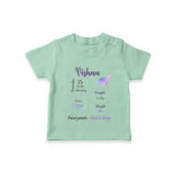 "A Star Is Born - Customized T-shirt With Baby Name, Weight, Parents Name And Birth Details" - MINT GREEN - 0-5 Months Old (Chest 17")