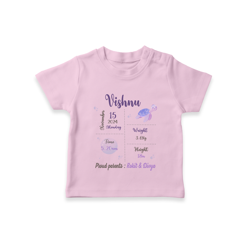 "A Star Is Born - Customized T-shirt With Baby Name, Weight, Parents Name And Birth Details" - PINK - 0-5 Months Old (Chest 17")