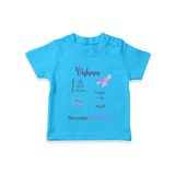 "A Star Is Born - Customized T-shirt With Baby Name, Weight, Parents Name And Birth Details" - SKY BLUE - 0-5 Months Old (Chest 17")