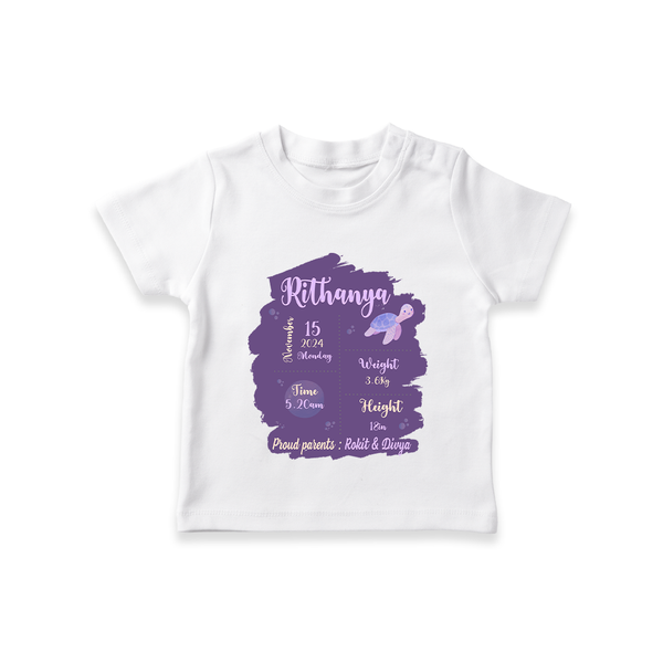 Birthday Stats Baby T-shirt | Personalized T-shirt with Baby's Special Info - WHITE - 0-5 Months Old (Chest 17")