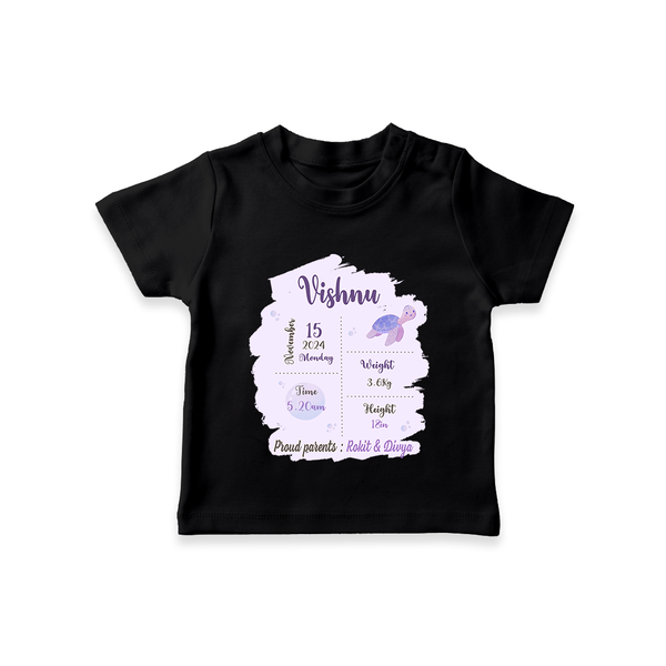 Birthday Stats Baby T-shirt | Personalized T-shirt with Baby's Special Info - BLACK - 0-5 Months Old (Chest 17")