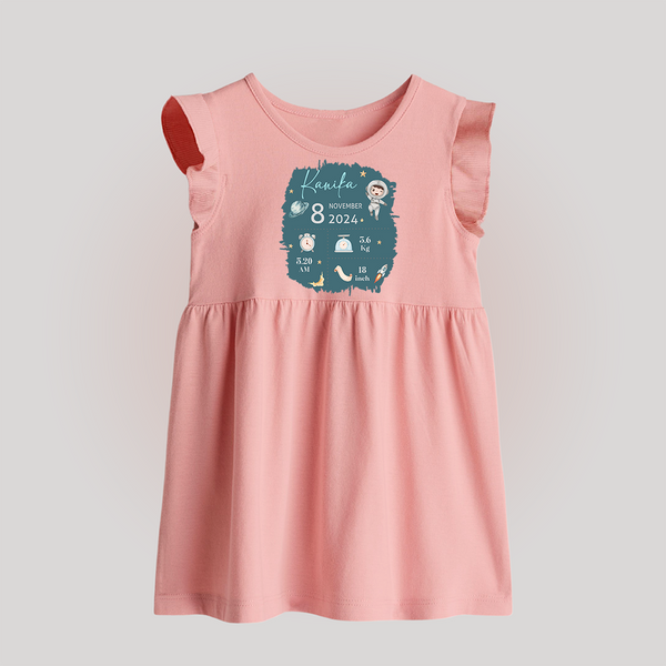 Custom Birth Stats Baby Frock | Personalized Baby Frock for Baby's Birthday - BABY PINK - 0 - 3 Months Old (Chest 17")