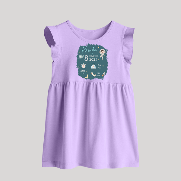 Custom Birth Stats Baby Frock | Personalized Baby Frock for Baby's Birthday - LILAC - 0 - 3 Months Old (Chest 17")