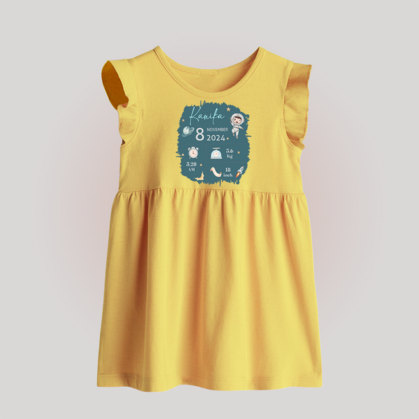 Custom Birth Stats Baby Frock | Personalized Baby Frock for Baby's Birthday - PASTEL YELLOW - 0 - 3 Months Old (Chest 17")