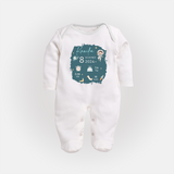 Custom Birth Stats Sleep Suit/Full sleeve body suit | Personalized Sleep Suit/Full sleeve body suit for Baby's Birthday - WHITE - New Born (Chest 7.5")