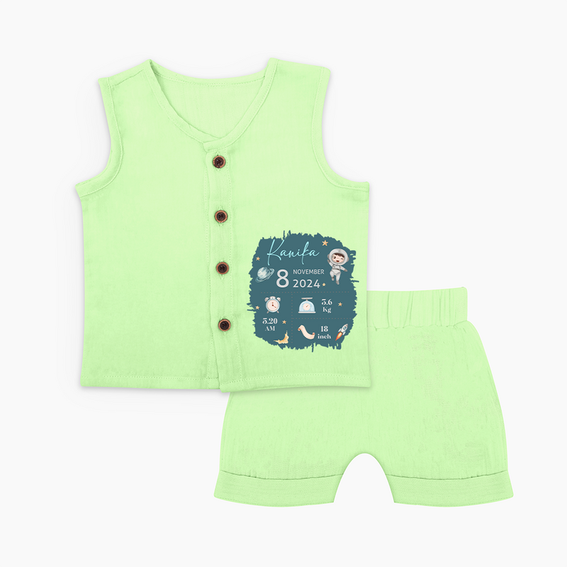 Custom Birth Stats Jabla Set | Personalized Jabla Set for Baby's Birthday - PASTEL GREEN - 0 - 3 Months Old (Chest 9.8")