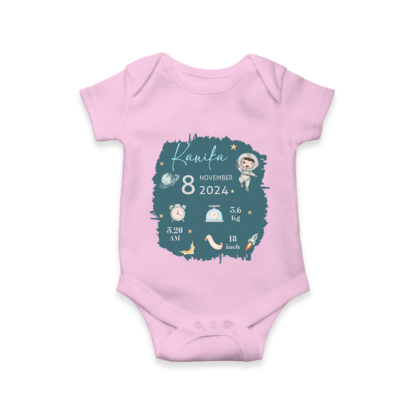 Custom Birth Stats Romper | Personalized Romper for Baby's Birthday - BABY PINK - New Born (Chest 14")