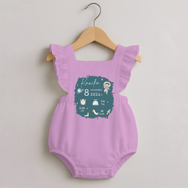 Custom Birth Stats Romper Frock | Personalized Romper Frock for Baby's Birthday - BABY PINK - 0 - 3 Months Old (Chest 19")