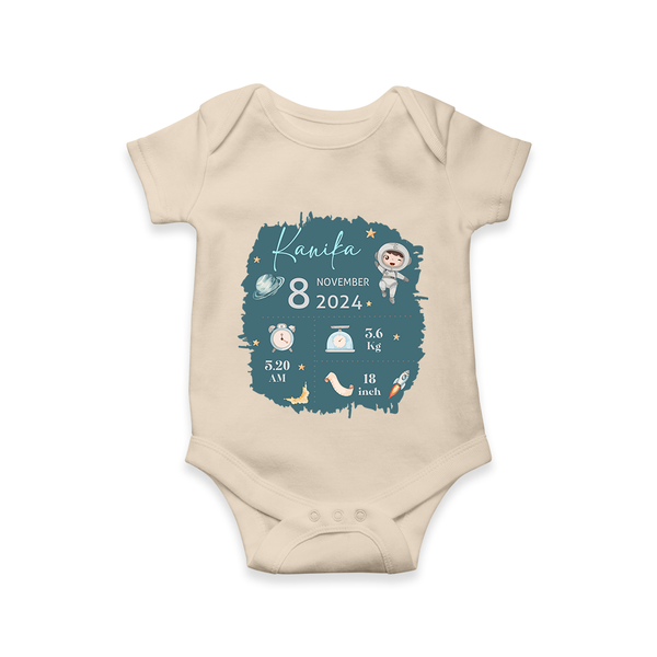 Custom Birth Stats Romper | Personalized Romper for Baby's Birthday - IVORY - New Born (Chest 14")