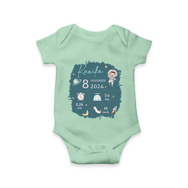 Custom Birth Stats Romper | Personalized Romper for Baby's Birthday - MINT GREEN - New Born (Chest 14")