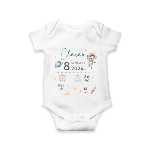 "First Steps Of Life - Customized Romper With Baby Name, Weight, And Birth Details" - WHITE - 0 - 3 Months Old (Chest 16")