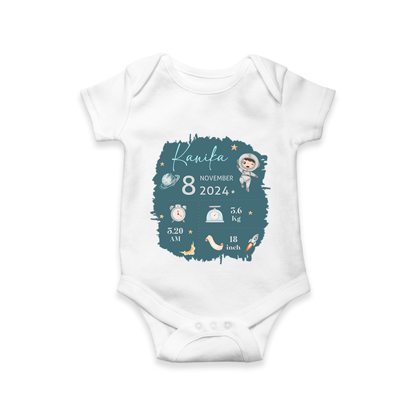 Custom Birth Stats Romper | Personalized Romper for Baby's Birthday - WHITE - New Born (Chest 14")