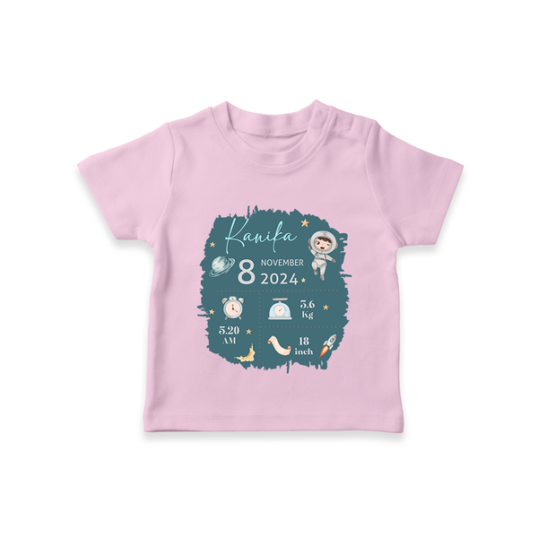 Custom Birth Stats T-shirt | Personalized T-shirt for Baby's Birthday - BABY PINK - 0-5 Months Old (Chest 17")