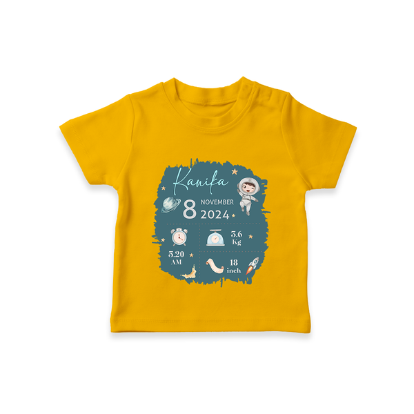 Custom Birth Stats T-shirt | Personalized T-shirt for Baby's Birthday - CHROME YELLOW - 0-5 Months Old (Chest 17")