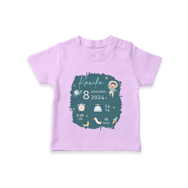 Custom Birth Stats T-shirt | Personalized T-shirt for Baby's Birthday - LILAC - 0-5 Months Old (Chest 17")
